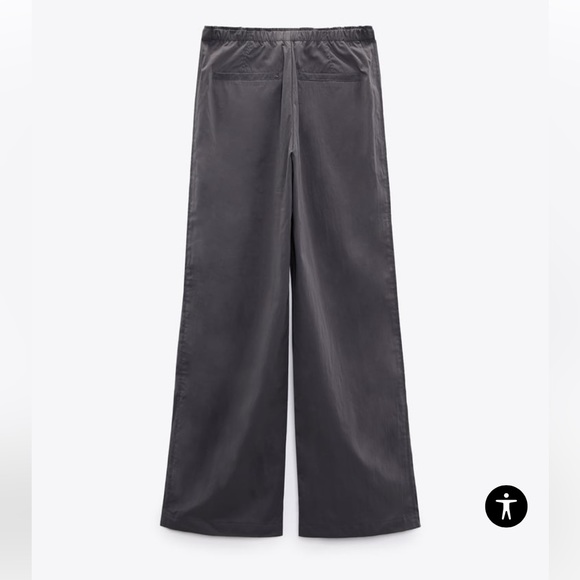 Zara Nylon Grey Parachute Pants NWOT - Picture 2 of 5